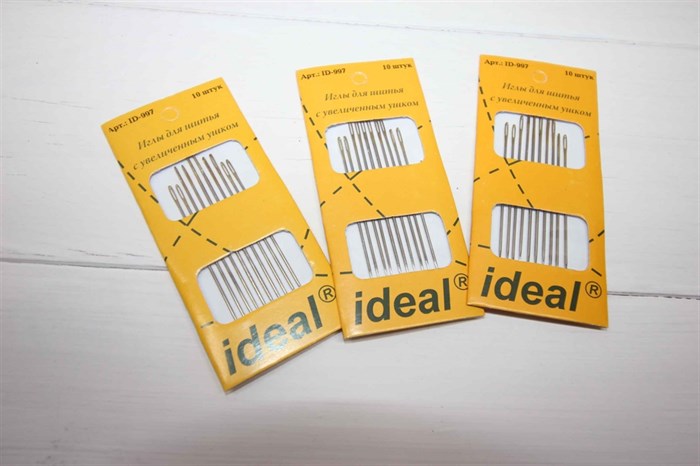 Иглы для шитья IDEAL с увеличенным ушком 10 шт.уп. - фото 40172