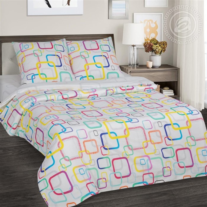Поплин для постельного белья 115 гр 220 см Лабиринт (разноцветные квадраты) - фото 40290
