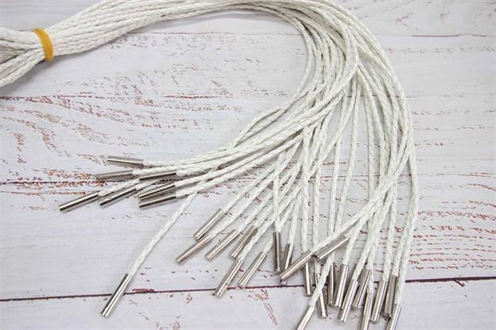 Шнурок кожаный плетеный белый 125 см - фото 43208