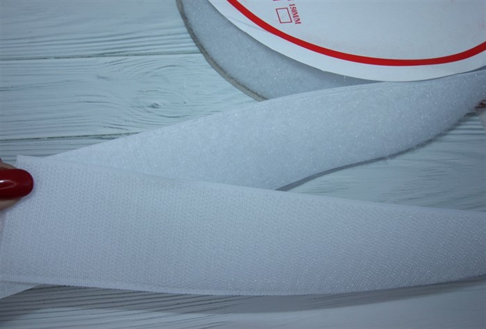 Лента липучка пришивная шир.50мм белый (пара) - фото 45124