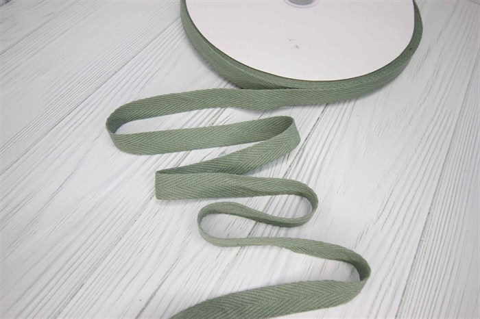 Тесьма киперная хлопок 15 мм серо-зеленый - фото 46010