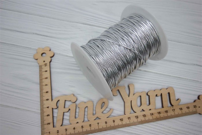 Шнур декоративный металлизированный 2мм цв.серебро - фото 46536
