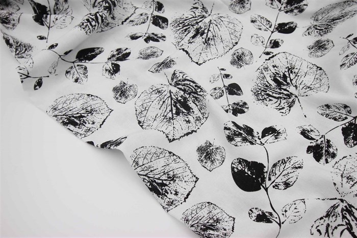 Лен Черные листья на белом - фото 47657