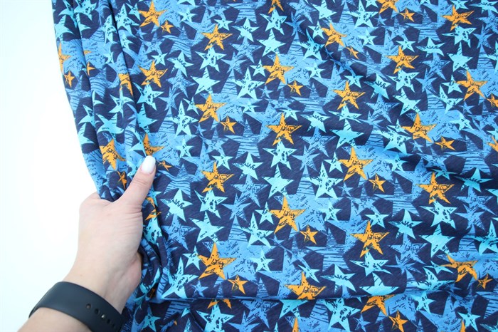 Кулирка Неоновые звезды на темно-синем - фото 48912