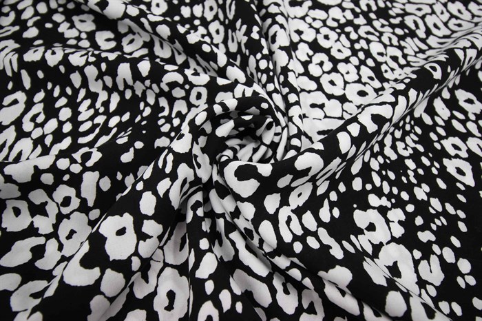 Штапель Леопард белый на черном - фото 49202