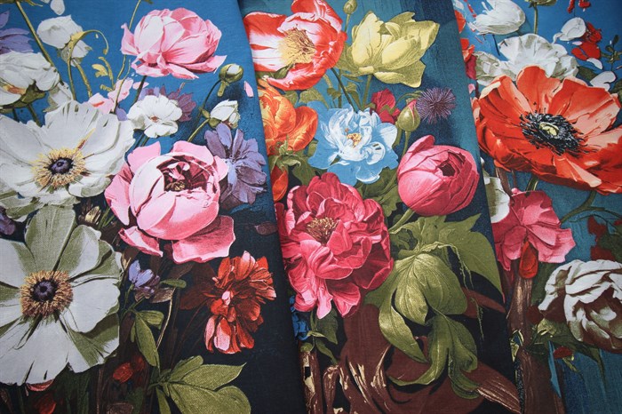 Рогожка Цветы купон - фото 50394