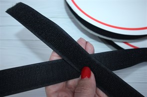 Лента липучка пришивная шир.25мм черный (пара)