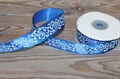 Лента атласная гжель 25 мм - фото 35819
